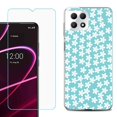 thumbnail image 1 of Phone Case for T-Mobile Revvl 7 5G, Shockproof Case Cover with Tempered Glass Screen Protector, by OneToughShield - Flower/Teal, 1 of 1