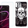thumbnail image 1 of Phone Case for T-Mobile Revvl 7 5G, Shockproof Case Cover with Tempered Glass Screen Protector, by OneToughShield - Grunge Skull, 1 of 1