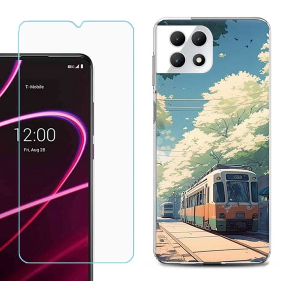 Phone Case for T-Mobile Revvl 7 5G, Shockproof Case Cover with Tempered Glass Screen Protector, by OneToughShield - Kyoto Summer