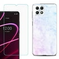 thumbnail image 1 of Phone Case for T-Mobile Revvl 7 5G, Shockproof Case Cover with Tempered Glass Screen Protector, by OneToughShield - Marble Pink/Blue, 1 of 1