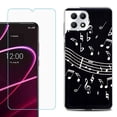 thumbnail image 1 of Phone Case for T-Mobile Revvl 7 5G, Shockproof Case Cover with Tempered Glass Screen Protector, by OneToughShield - Music Notes / Black, 1 of 1