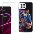 thumbnail image 1 of Phone Case for T-Mobile Revvl 7 5G, Shockproof Case Cover with Tempered Glass Screen Protector, by OneToughShield - Neon Tiger, 1 of 1
