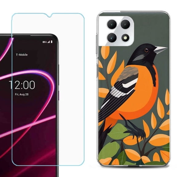 Phone Case for T-Mobile Revvl 7 5G, Shockproof Case Cover with Tempered Glass Screen Protector, by OneToughShield - Oriole