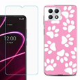 thumbnail image 1 of Phone Case for T-Mobile Revvl 7 5G, Shockproof Case Cover with Tempered Glass Screen Protector, by OneToughShield - Pet Paw/ Pink, 1 of 1