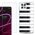 thumbnail image 1 of Phone Case for T-Mobile Revvl 7 5G, Shockproof Case Cover with Tempered Glass Screen Protector, by OneToughShield - Piano Design, 1 of 1