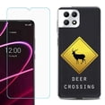 thumbnail image 1 of Phone Case for T-Mobile Revvl 7 5G, Shockproof Case Cover with Tempered Glass Screen Protector, by OneToughShield - Road Sign Deer, 1 of 1