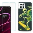 thumbnail image 1 of Phone Case for T-Mobile Revvl 7 5G, Shockproof Case Cover with Tempered Glass Screen Protector, by OneToughShield - Skeleton Skater, 1 of 1