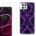 thumbnail image 1 of Phone Case for T-Mobile Revvl 7 5G, Shockproof Case Cover with Tempered Glass Screen Protector, by OneToughShield - Victorian Purple/Black, 1 of 1