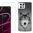 thumbnail image 1 of Phone Case for T-Mobile Revvl 7 5G, Shockproof Case Cover with Tempered Glass Screen Protector, by OneToughShield - Wolf Face, 1 of 1