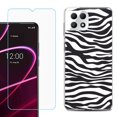 thumbnail image 1 of Phone Case for T-Mobile Revvl 7 5G, Shockproof Case Cover with Tempered Glass Screen Protector, by OneToughShield - Zebra B/W, 1 of 1