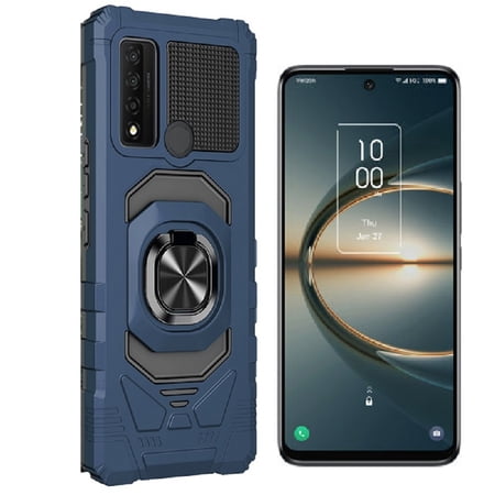 Phone Case for TCL 30 V 5G (Verizon), Ring Stand Tough Hybrid Case Cover (Blue)