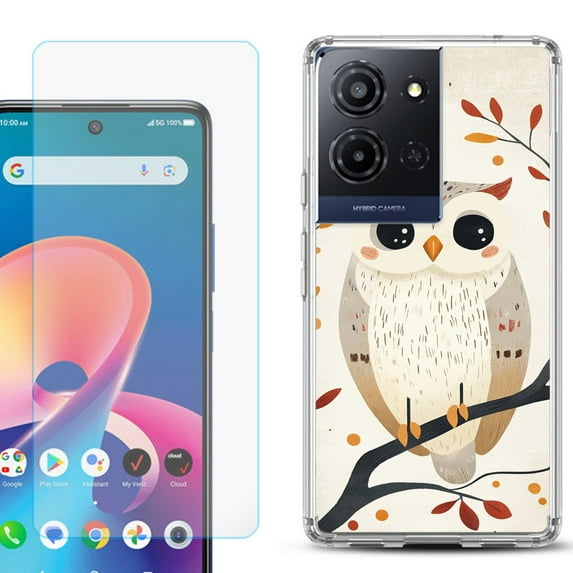 Phone Case for TCL K33 5G, with Screen Protector, by OneToughShield - Autumn Owl