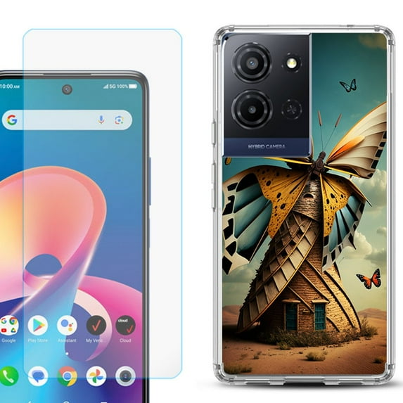 Phone Case for TCL K33 5G, with Screen Protector, by OneToughShield - Butterfly Windmills