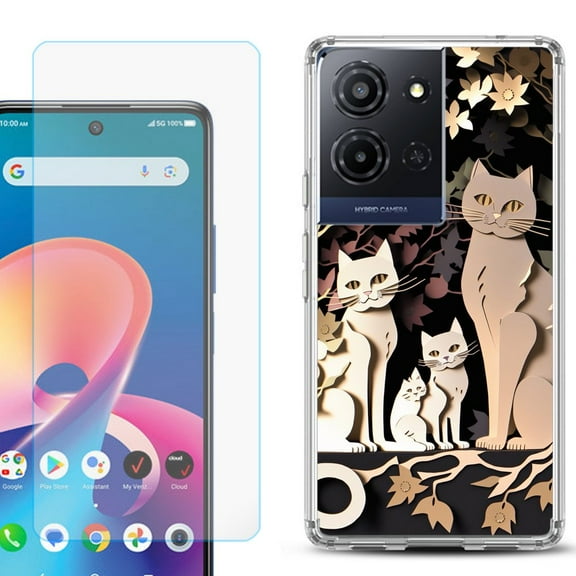 Phone Case for TCL K33 5G, with Screen Protector, by OneToughShield - Cat Craft