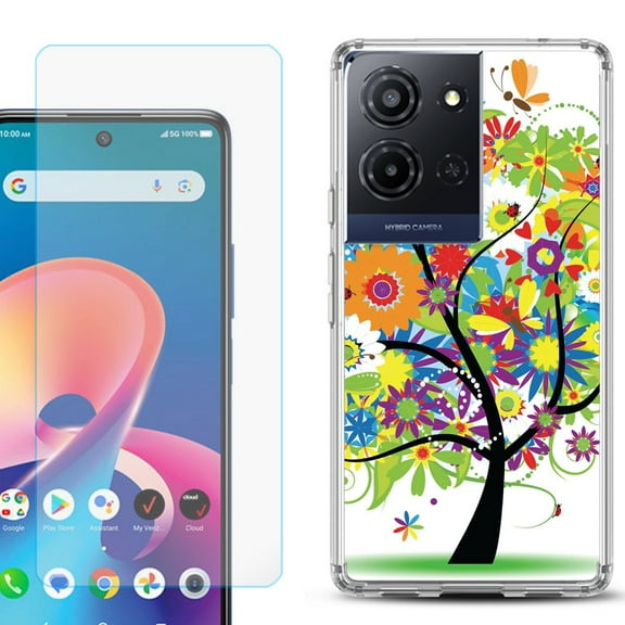 Phone Case for TCL K33 5G, with Screen Protector, by OneToughShield - Colorful Tree