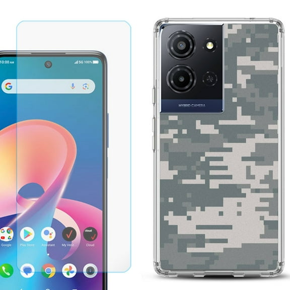 Phone Case for TCL K33 5G, with Screen Protector, by OneToughShield - Digital Camo