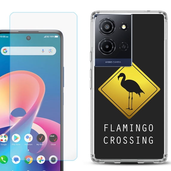 Phone Case for TCL K33 5G, with Screen Protector, by OneToughShield - Flamingo