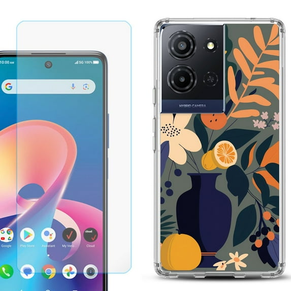 Phone Case for TCL K33 5G, with Screen Protector, by OneToughShield - Flower Art