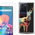 thumbnail image 1 of Phone Case for TCL K33 5G, with Screen Protector, by OneToughShield - Geometric Deer, 1 of 5