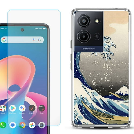 Phone Case for TCL K33 5G, with Screen Protector, by OneToughShield - Great Wave