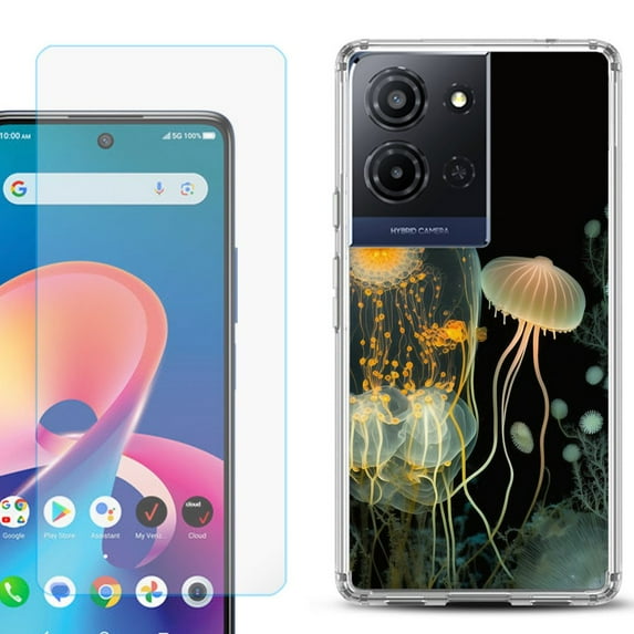 Phone Case for TCL K33 5G, with Screen Protector, by OneToughShield - Jellyfish