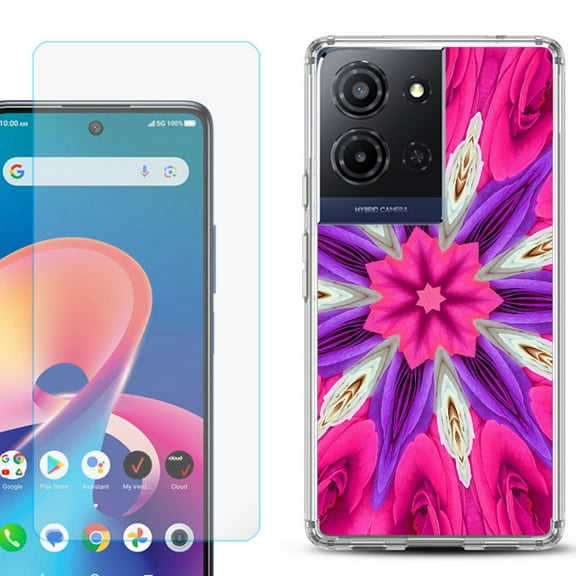 Phone Case for TCL K33 5G, with Screen Protector, by OneToughShield - Kaleidoscope Rose