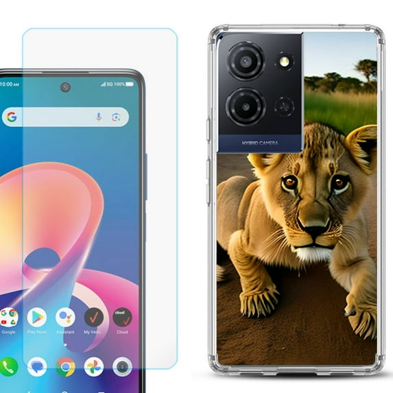 Phone Case for TCL K33 5G, with Screen Protector, by OneToughShield - Lion Cub