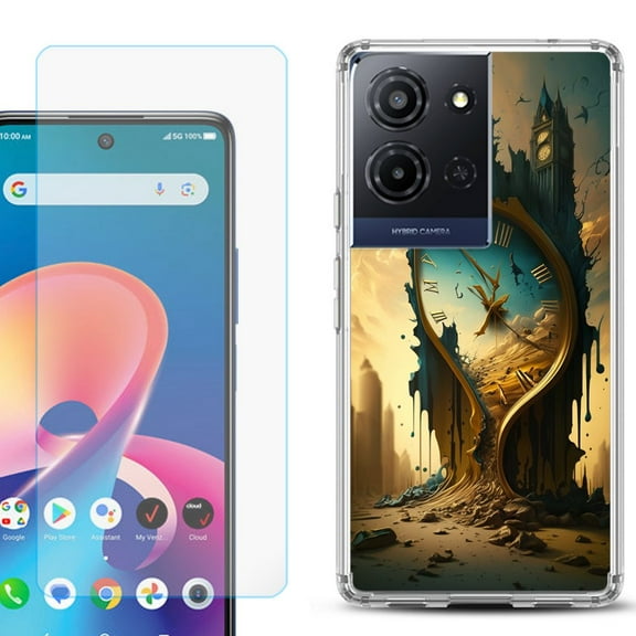 Phone Case for TCL K33 5G, with Screen Protector, by OneToughShield - Melting Clock