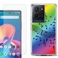 thumbnail image 1 of Phone Case for TCL K33 5G, with Screen Protector, by OneToughShield - Music Notes / Rainbow, 1 of 5