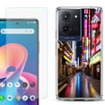 thumbnail image 1 of Phone Case for TCL K33 5G, with Screen Protector, by OneToughShield - Neon Street, 1 of 5