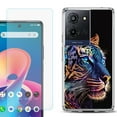 thumbnail image 1 of Phone Case for TCL K33 5G, with Screen Protector, by OneToughShield - Neon Tiger, 1 of 5