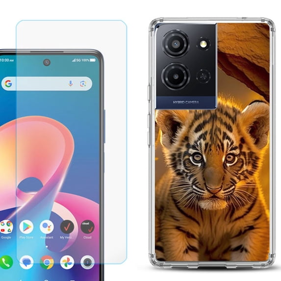 Phone Case for TCL K33 5G, with Screen Protector, by OneToughShield - Tiger Cub