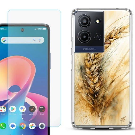 Phone Case for TCL K33 5G, with Screen Protector, by OneToughShield - Wheat Painting