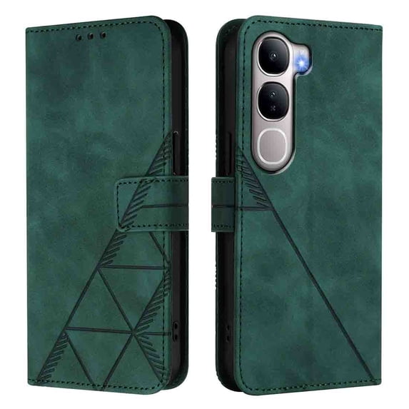 Phone Case for VIVO Y31 5G Wallet PU Leather Case with Card Slots Kickstand Shockproof Magnetic Flip Phone Cover, Green