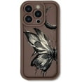 thumbnail image 1 of Phone Case for Women/Girls, Aesthetic Oil Painting Butterfly Silicone Phone Case Shockproof Bumper Back Cover Compatible with iPhone 12 Pro, Brown, 1 of 8