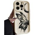 thumbnail image 1 of Phone Case for Women/Girls, Aesthetic Oil Painting Butterfly Silicone Phone Case Shockproof Bumper Back Cover Compatible with iPhone 14 Pro, White, 1 of 8