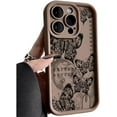 thumbnail image 1 of Phone Case for Women/Girls, Retro Butterfly Soft Silicone Phone Case Shockproof Bumper Back Cover Compatible with iPhone 15 Pro Max, Brown, 1 of 8