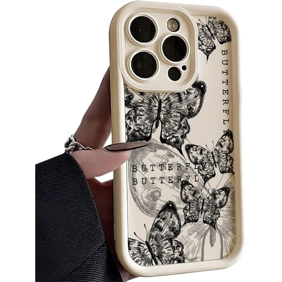Phone Case for Women/Girls, Retro Butterfly Soft Silicone Phone Case Shockproof Bumper Back Cover Compatible with iPhone Xs MAX, White