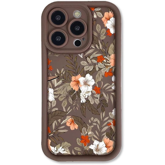 Phone Case for Women/Girls, Retro Flower Shockproof Bumper Soft Matte Case for iPhone Compatible with iPhone 11 Pro, Brown