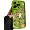 thumbnail image 1 of Phone Case for Women/Girls, Retro Flower Shockproof Bumper Soft Matte Case for iPhone Compatible with iPhone 12 Pro, Green, 1 of 8