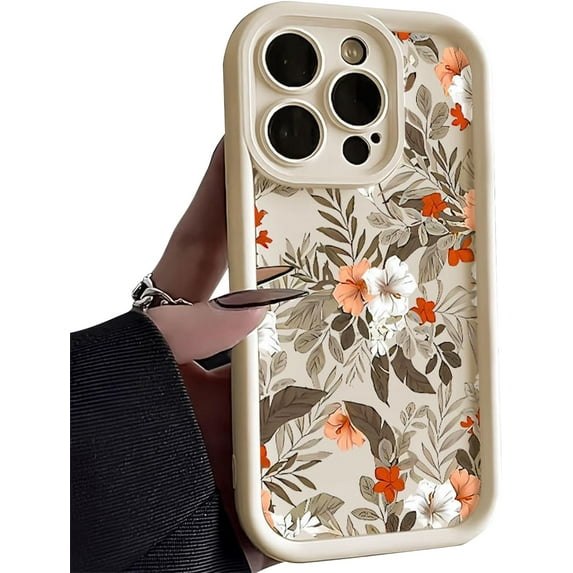 Phone Case for Women/Girls, Retro Flower Shockproof Bumper Soft Matte Case for iPhone Compatible with iPhone 12 Pro Max, White