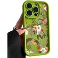 thumbnail image 1 of Phone Case for Women/Girls, Retro Flower Shockproof Bumper Soft Matte Case for iPhone Compatible with iPhone 15 Pro, Green, 1 of 8