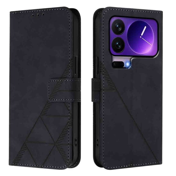 Phone Case for Xiaomi 17 Pro Wallet PU Leather Case with Card Slots Kickstand Shockproof Magnetic Flip Phone Cover, Black