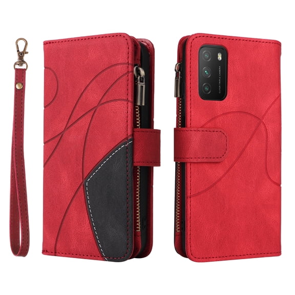 Phone Case for Xiaomi Redmi 9T NFC, Zipper Storage Bag 9 Card Slots Shockproof Wallet Cover for Xiaomi Redmi 9T NFC