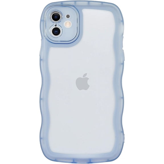 Phone Case for iPhone 11 6.1 inches, Soft Transparent TPU Wavy Edges Precise Camera Protection Shockproof Phone Covers for Women Men Boy Girls(Blue)