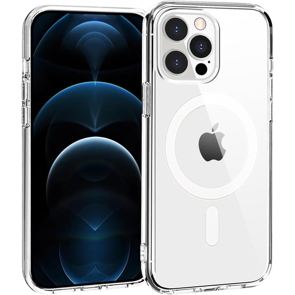 Phone Case for iPhone 12 Pro Max, Magnetic Case Clear [Compatible with MagSafe] Protective Bumper Hard Back Cover for 6.7 Inch