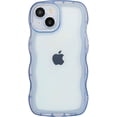 thumbnail image 1 of Phone Case for iPhone 14 6.1 inches, Soft Transparent TPU Wavy Edges Precise Camera Protection Shockproof Phone Covers for Women Men Boy Girls(Blue), 1 of 9