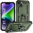 thumbnail image 1 of Phone Case for iPhone 14 Case, Military Grade Protective iPhone 14 Cases Cover with Ring Car Mount Kickstand for iPhone 14 6.1" - ArmyGreen, 1 of 11