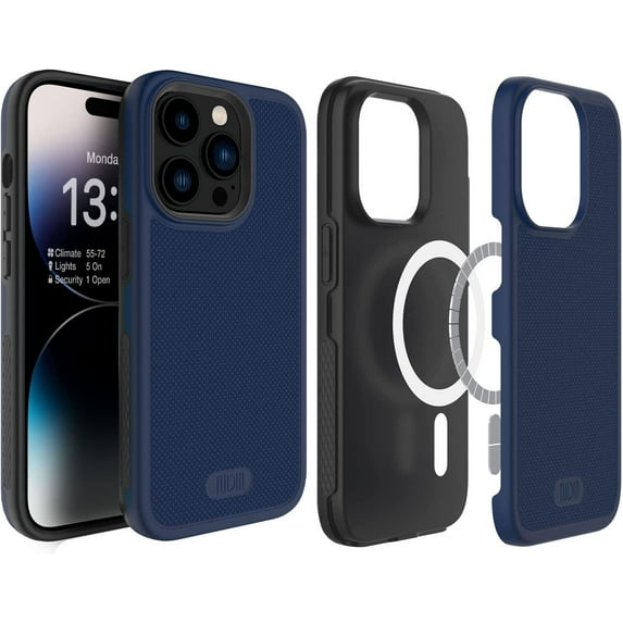 TUDIA MergeGrip iPhone 14 Pro Case Magsafe Compatible Dual layer Raised Edge Non-Slip Phone Case - Indigo Blue