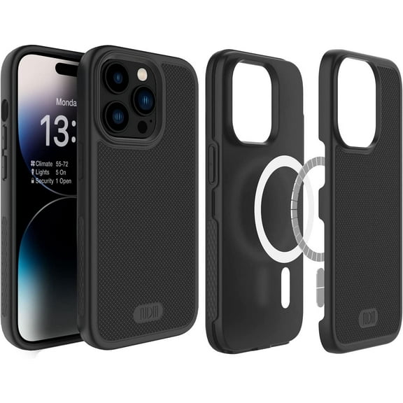 TUDIA MergeGrip iPhone 14 Pro Case Magsafe Compatible Dual layer Raised Edge Non-Slip Phone Case - Matte Black